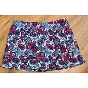 Ellemenno Skort -Zipper Center Back Red & Blues 3 inch Side Slits Jr's Sz 13